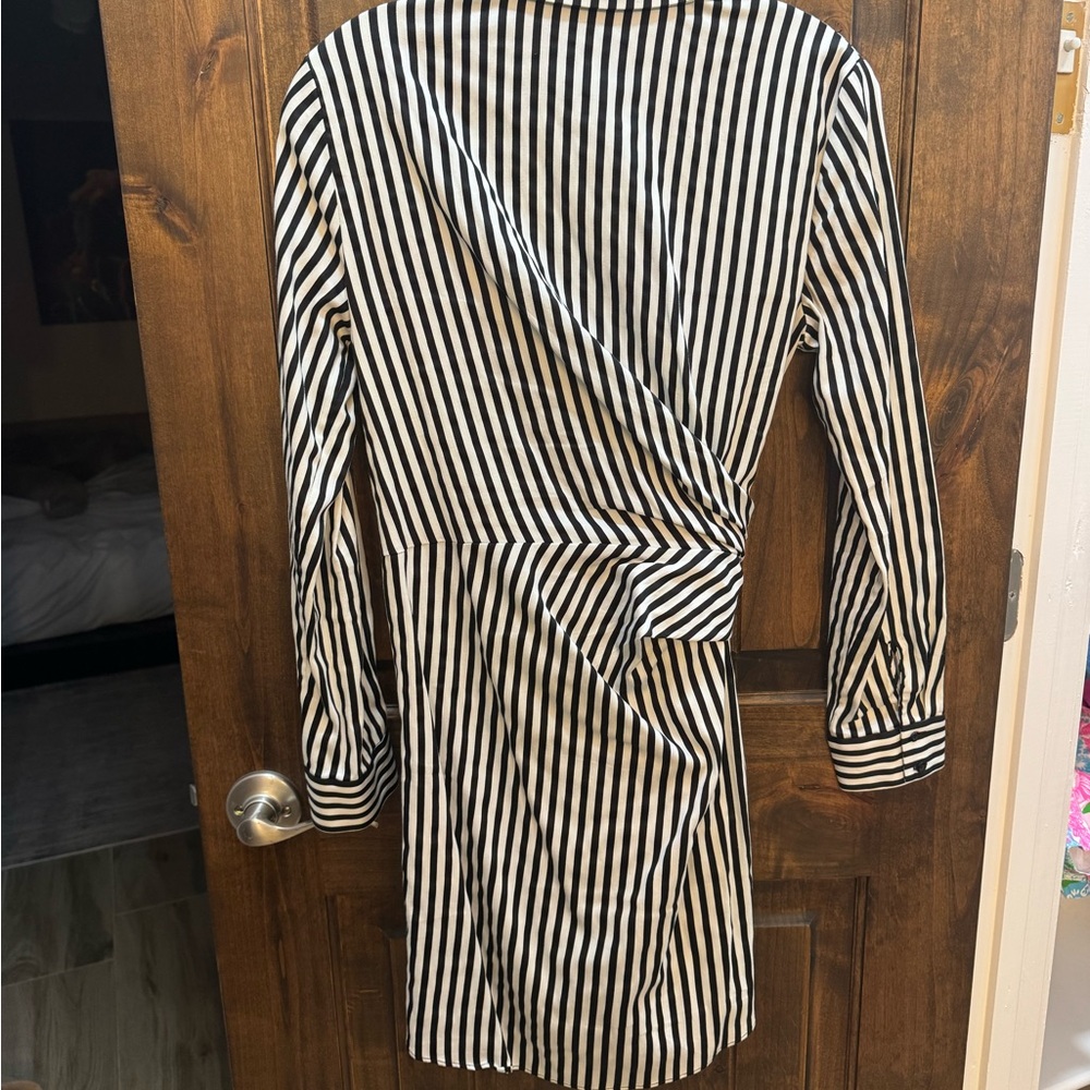 Alice + Olivia Black and White Striped Shirt Dress - Picture 6 of 6